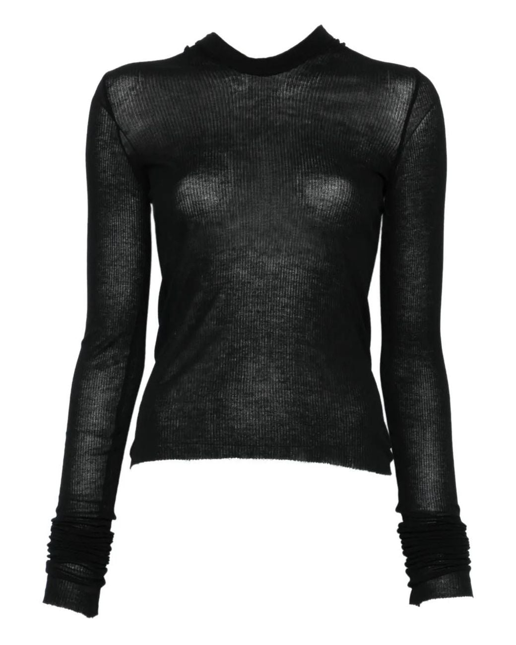 Rick Owens Black Ribbed-Knit Long-Sleeve T-Shirt