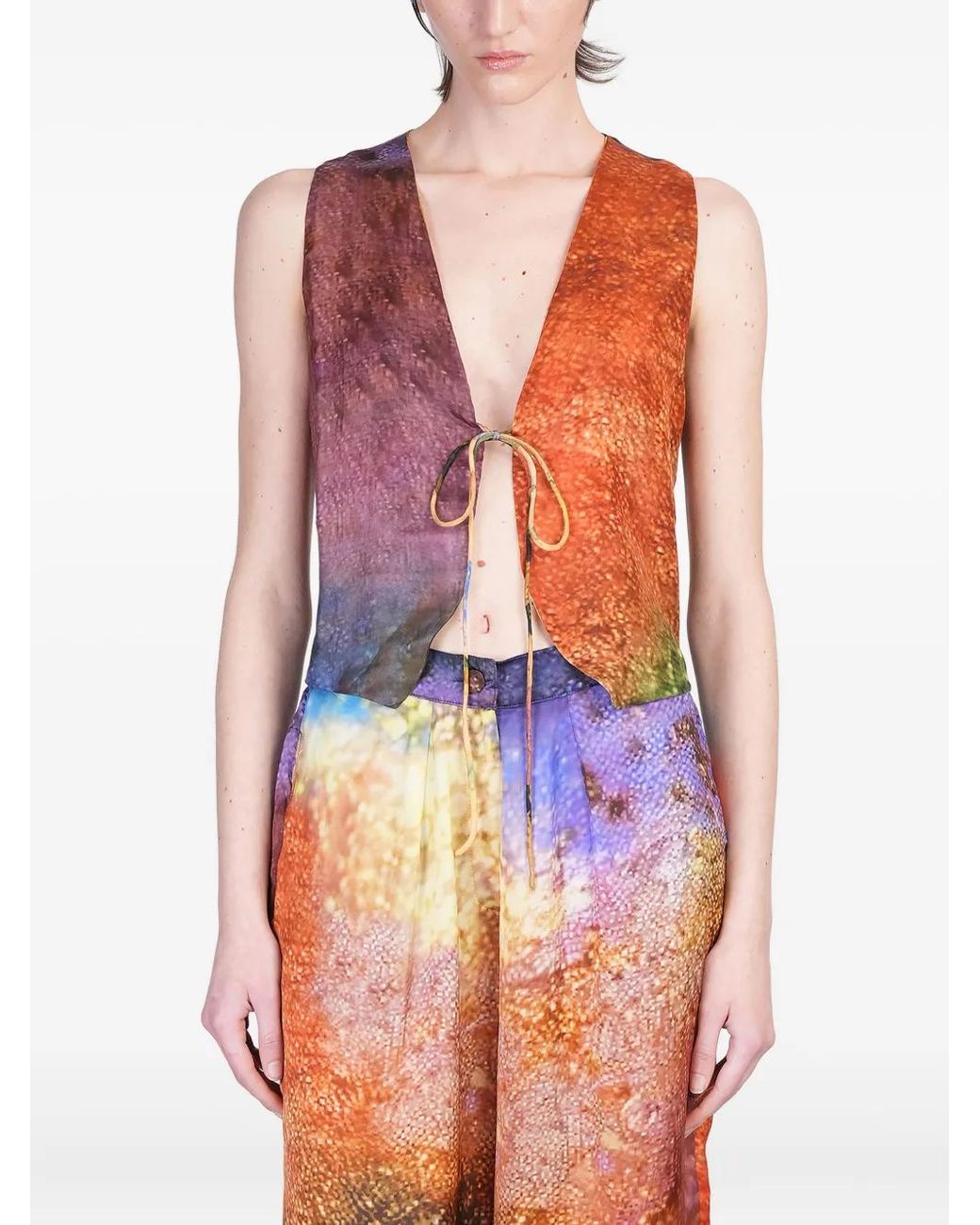 Yavi Top Met Abstracte Print in het Pink