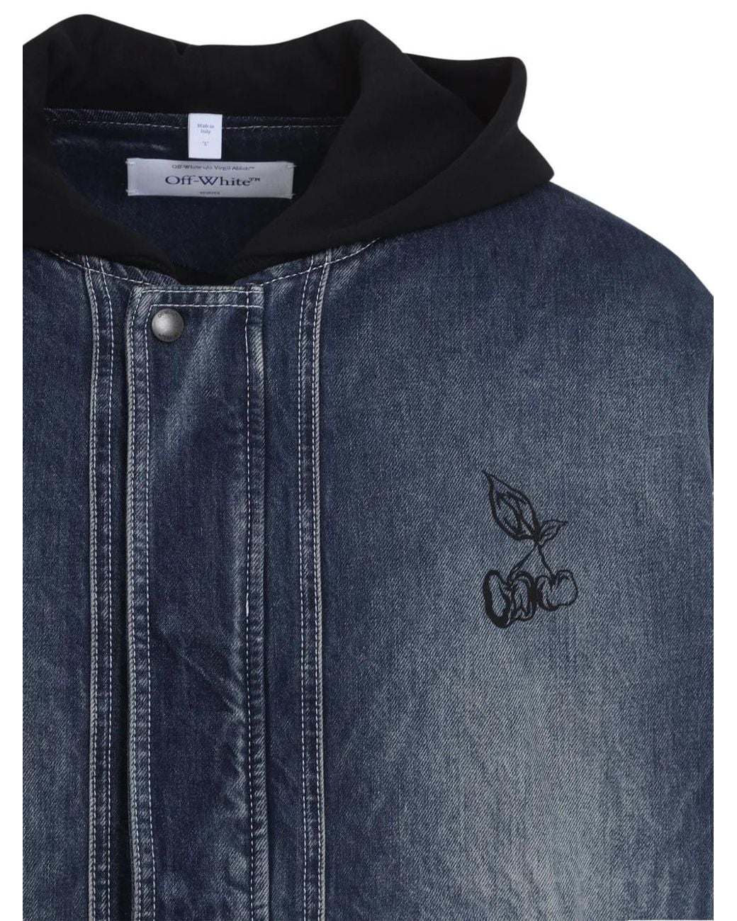 Off-White c/o Virgil Abloh Blue Hooded Denim Jacket for men