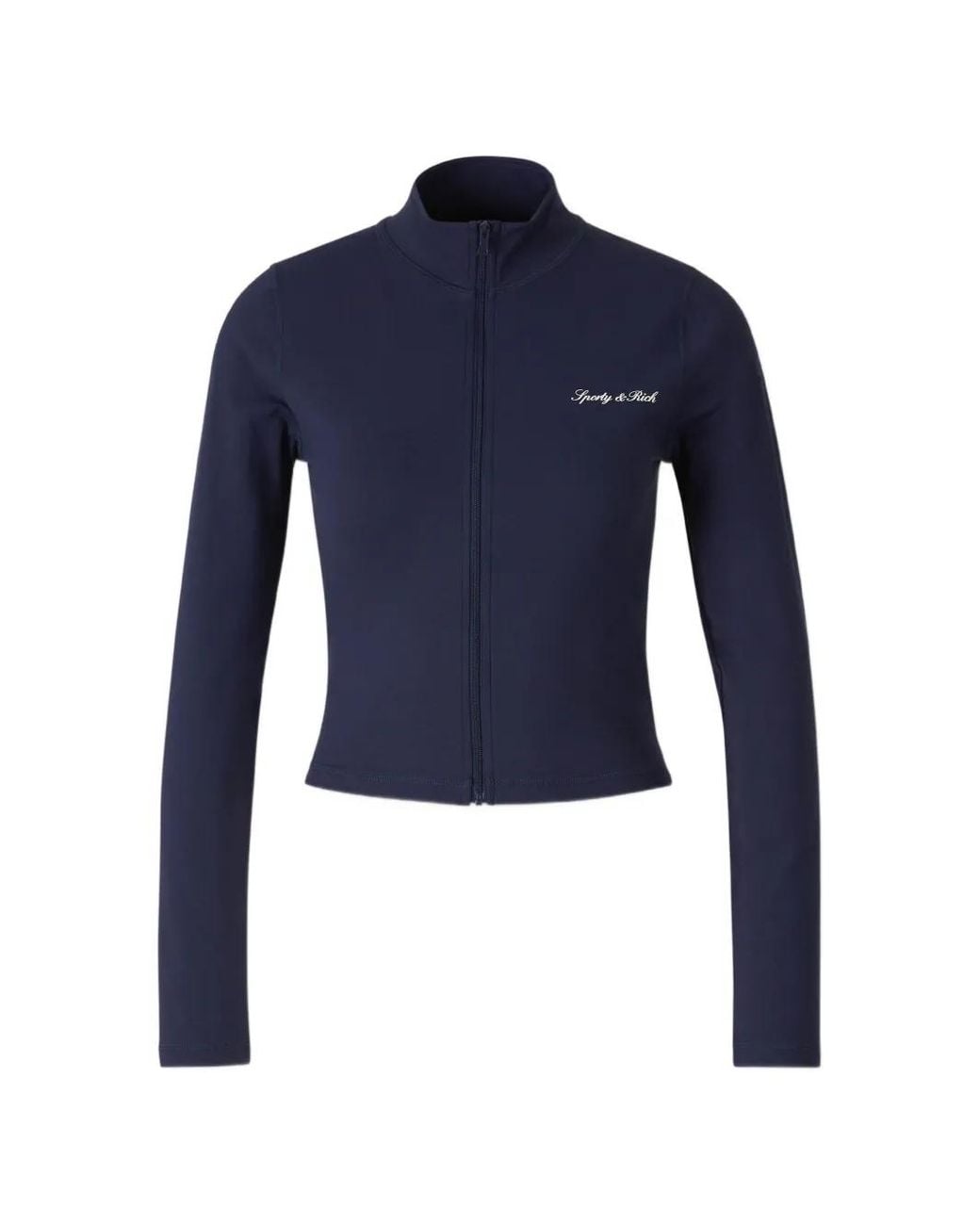 Sporty & Rich Blue Freya Logo-Print Zip-Up Jacket