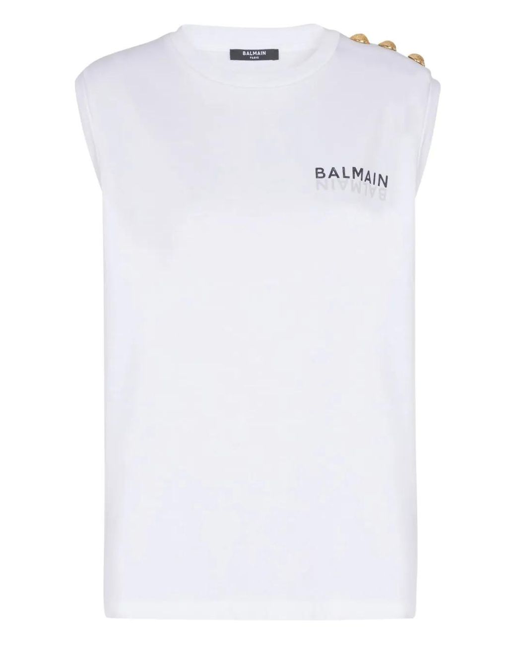 Balmain White Button-Detail Tank Top