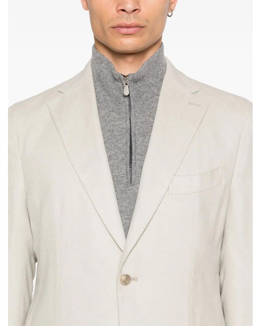 Eleventy White Single-Breasted Patch-Pocket Blazer for men