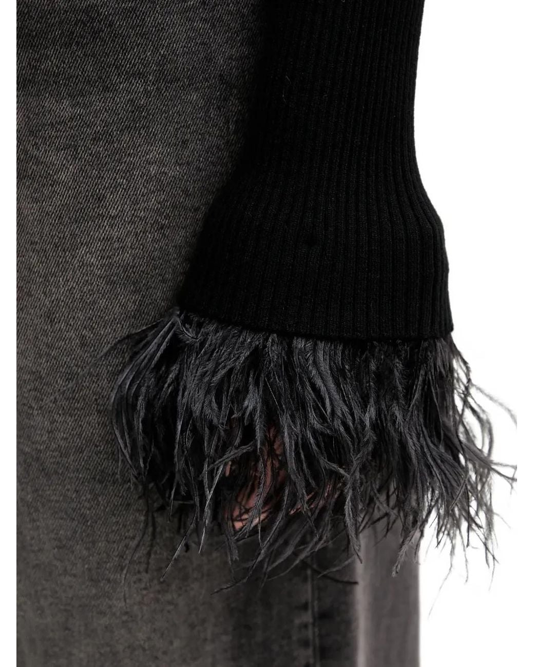 Aniye By Black Plum Feather-Trim Turtleneck Sweater