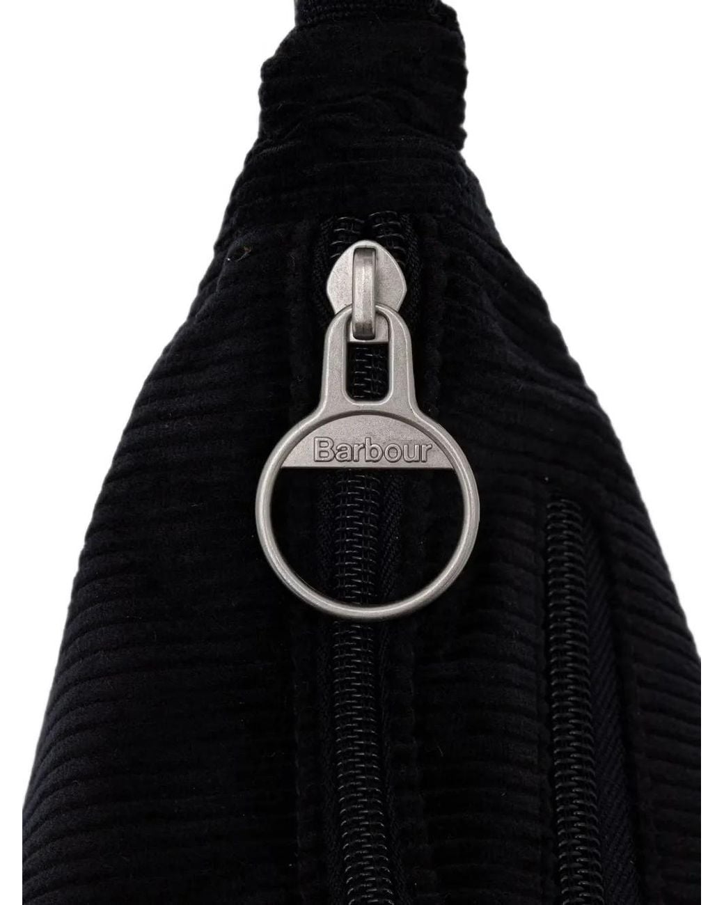 Barbour Black Mia Corduroy Curved Mini Cross Body Bag