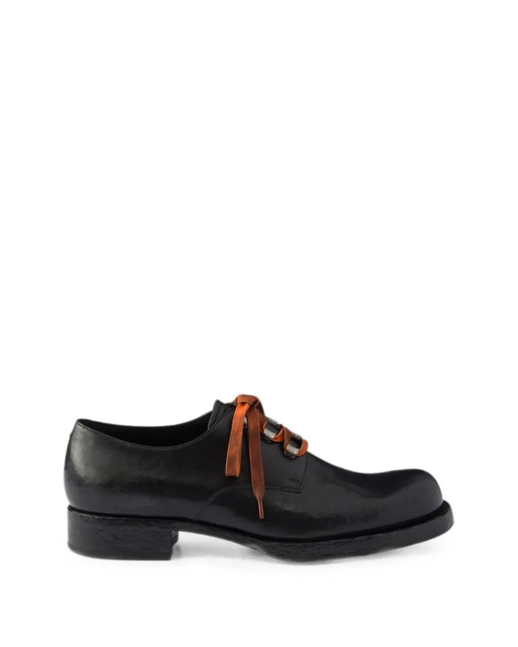 Prada Black Antiqued Leather Lace-Up Shoes for men