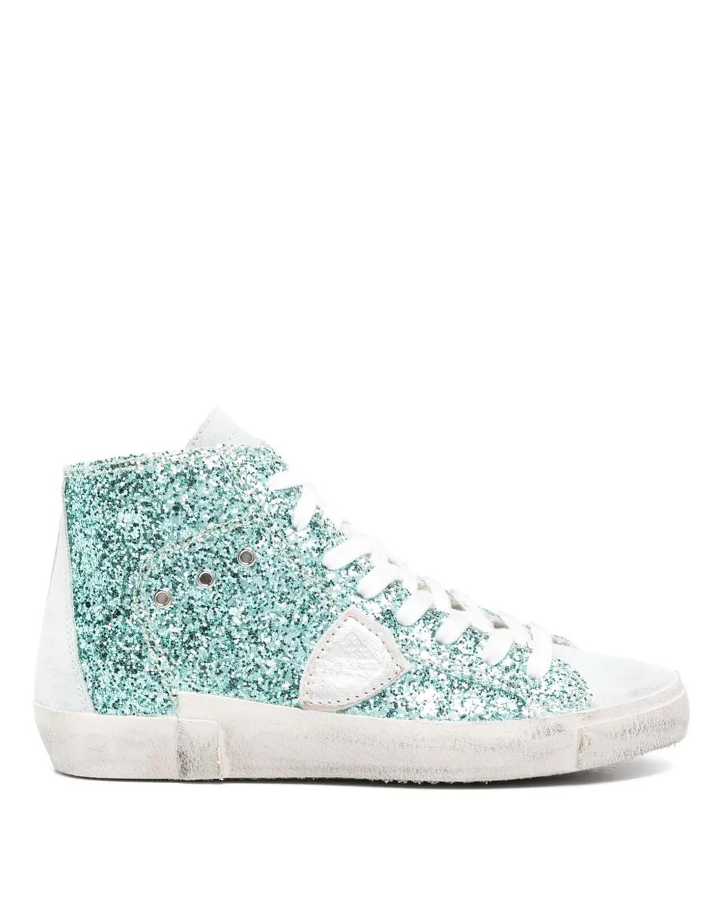 Philippe Model Blue Glitter Sneakers