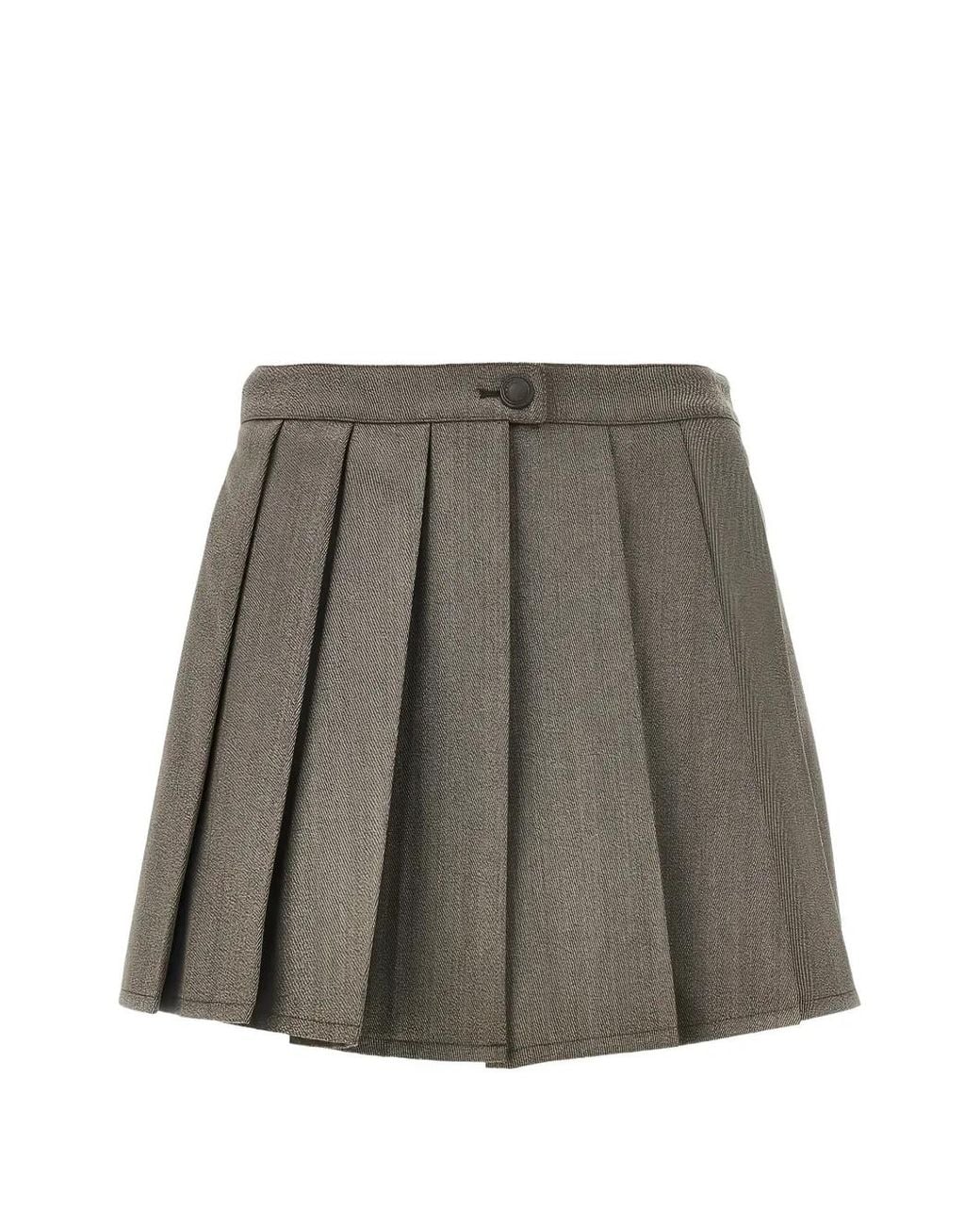 Emporio Armani Gray Pleated Virgin Wool Shorts
