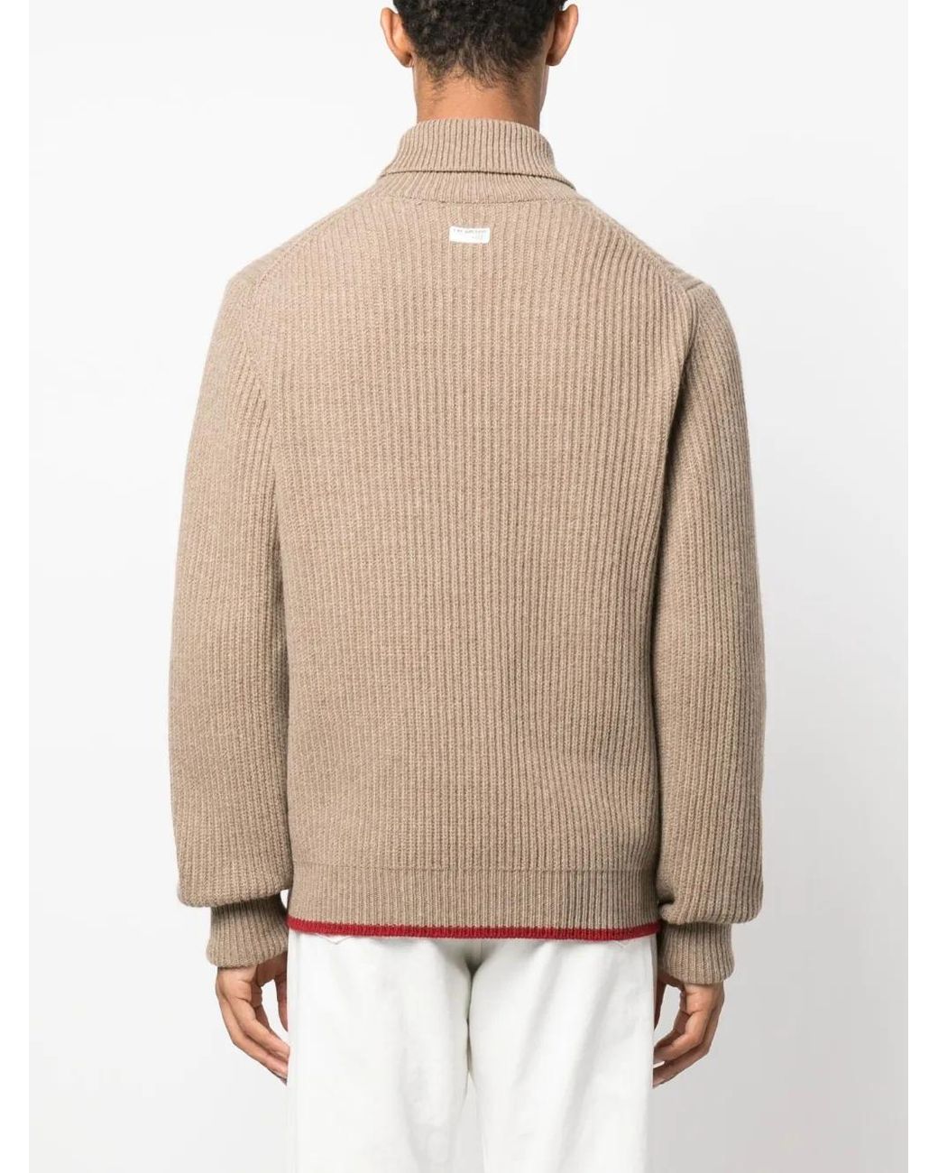 Fay Brown Ribbed-Knit Roll-Neck Sweatshirt for men