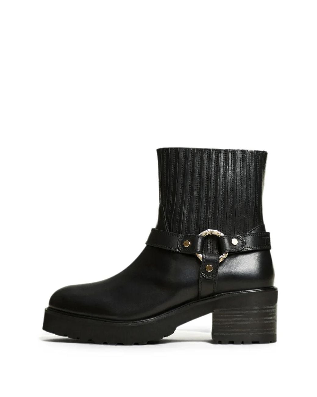 Twinset Black Bottines En Cuir À Anneau
