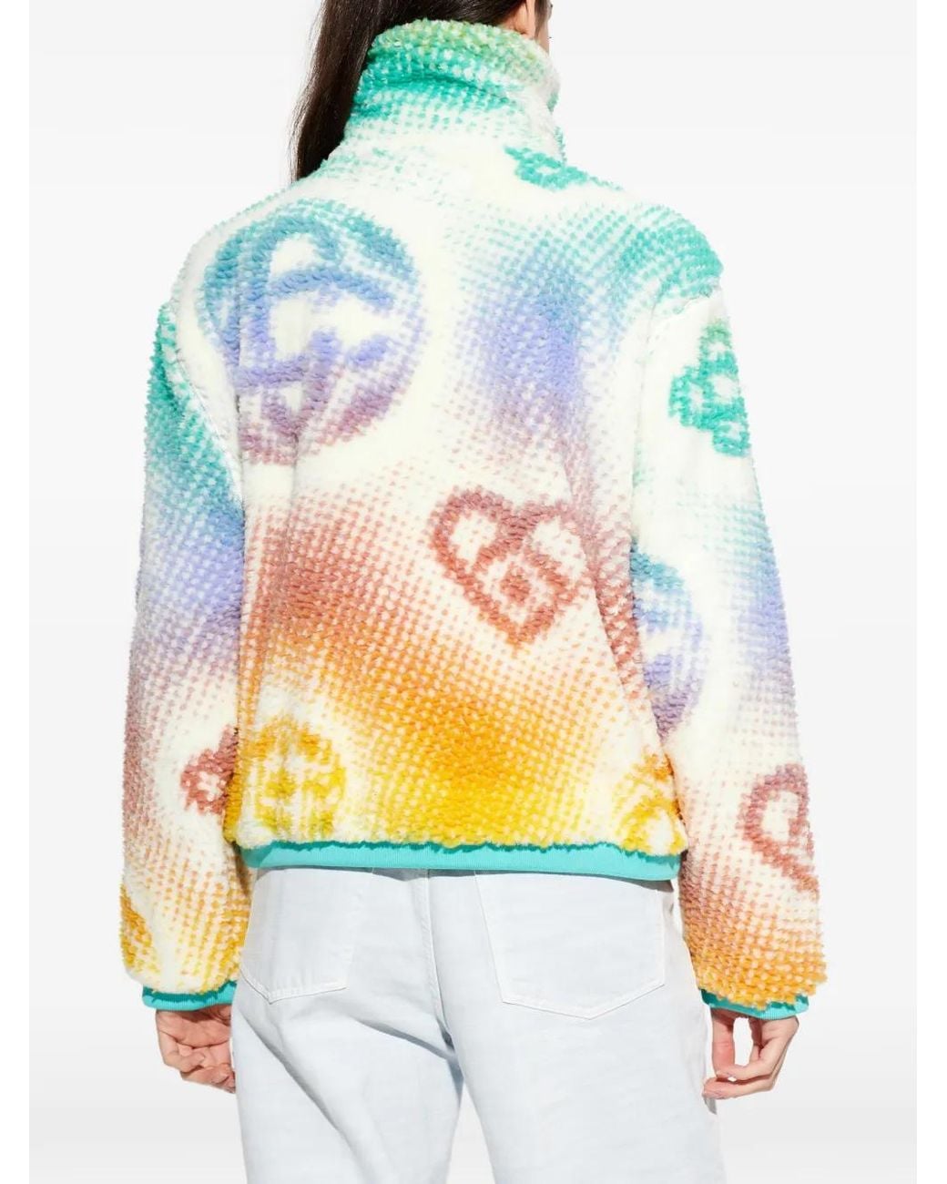 Casablanca White Monogram-Pattern Zip-Up Jacket