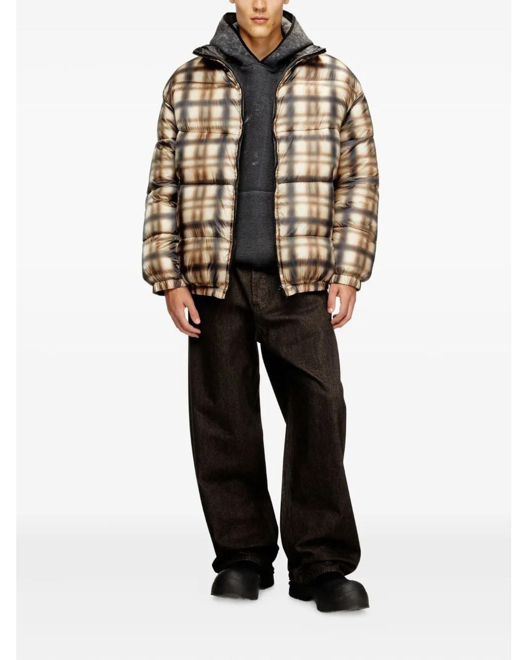 DIESEL Brown Reversible Padded Bomber Jacket for men