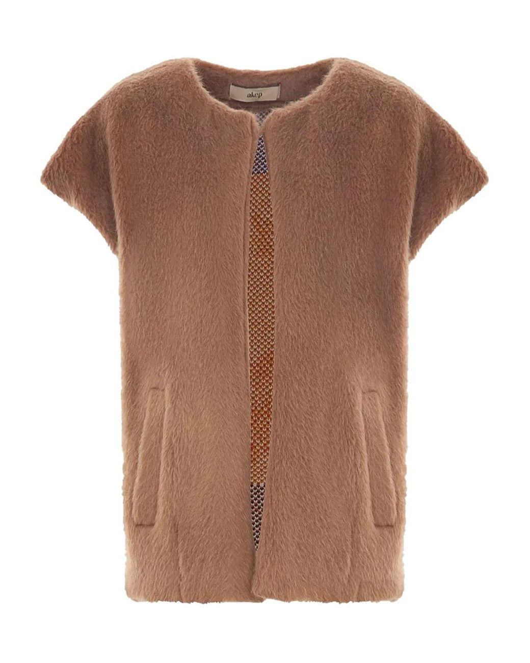Akep Brown Embroidered Side-Pockets Jacket