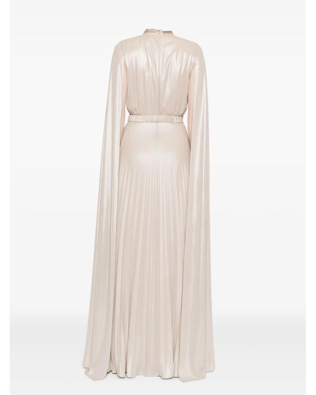 Nissa White Cape-Design Maxi Dress