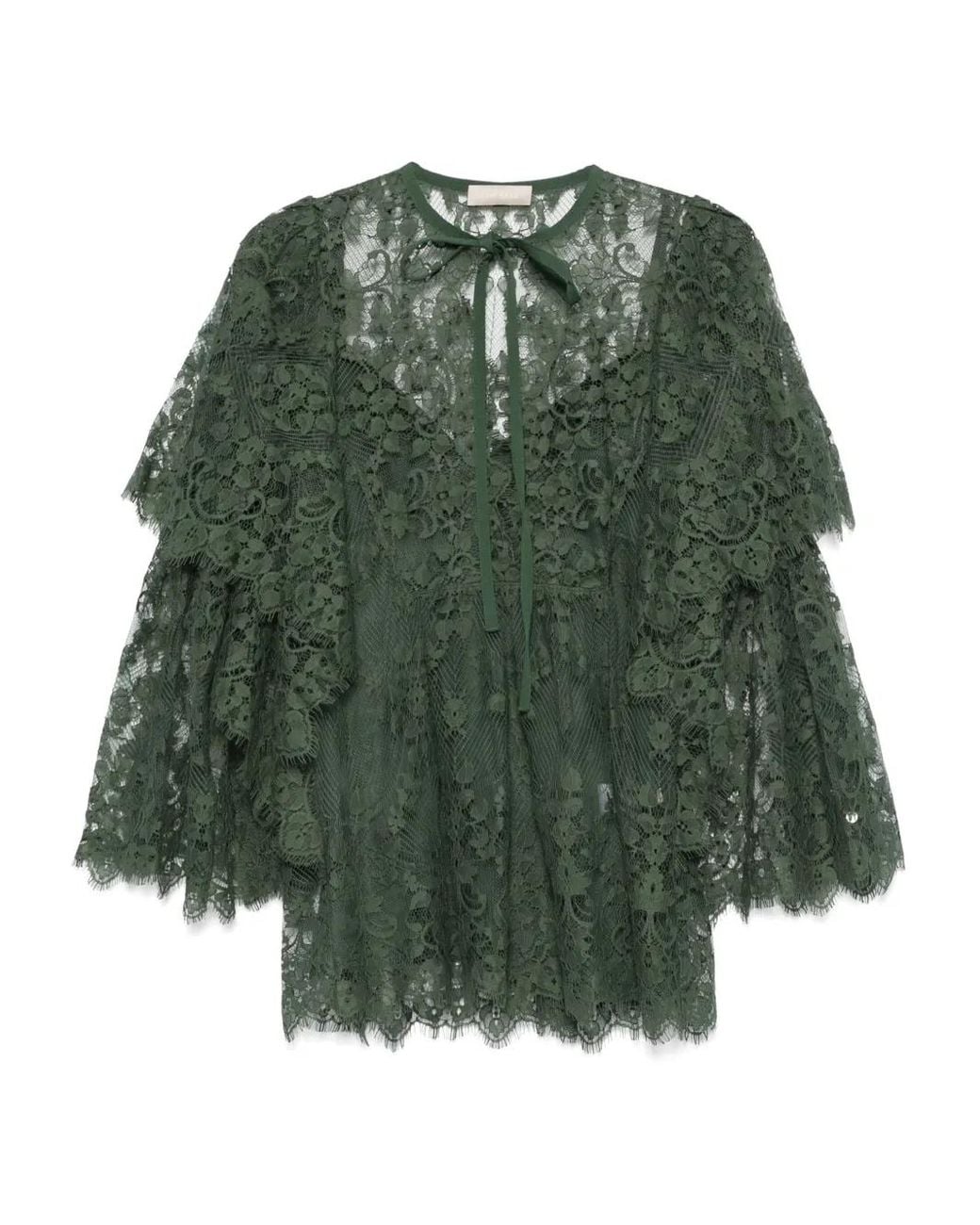 Elie Saab Green Laced Blouse