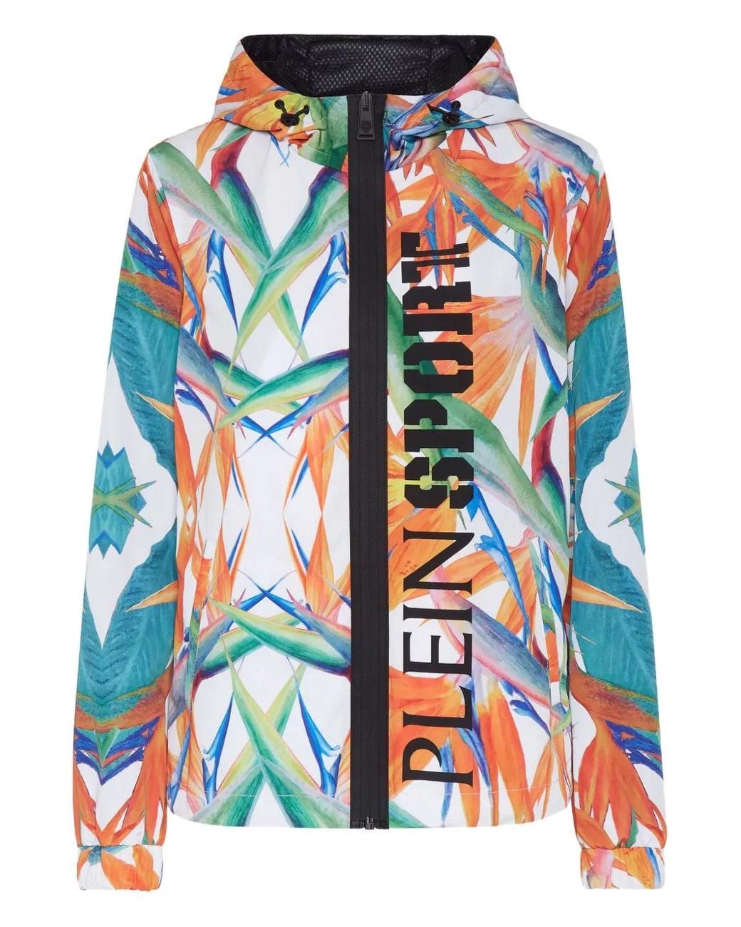 Philipp Plein White K-Way Floral-Print Zipped Lightweight Jacket