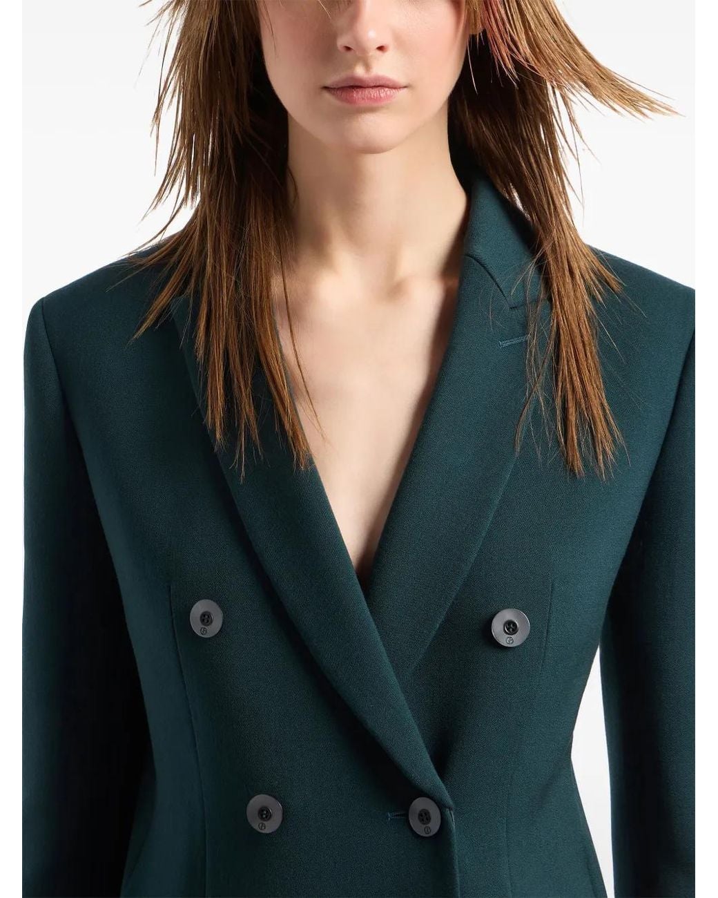 Giorgio Armani Green Notched-Lapels Double-Breasted Blazer