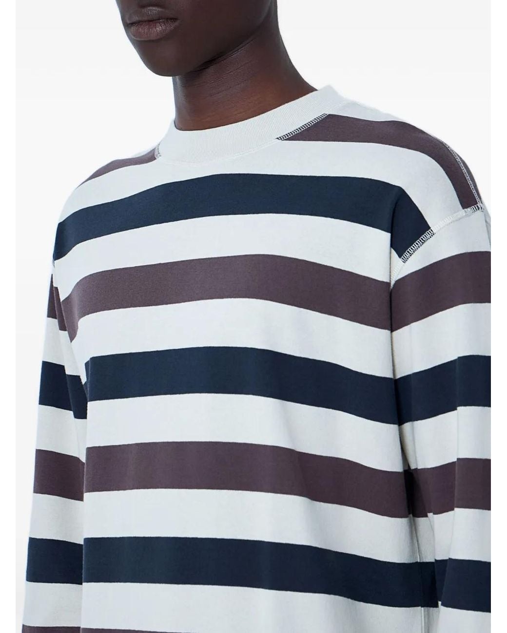 Margaret Howell Blue Horizontal-Stripe Sweatshirt for men