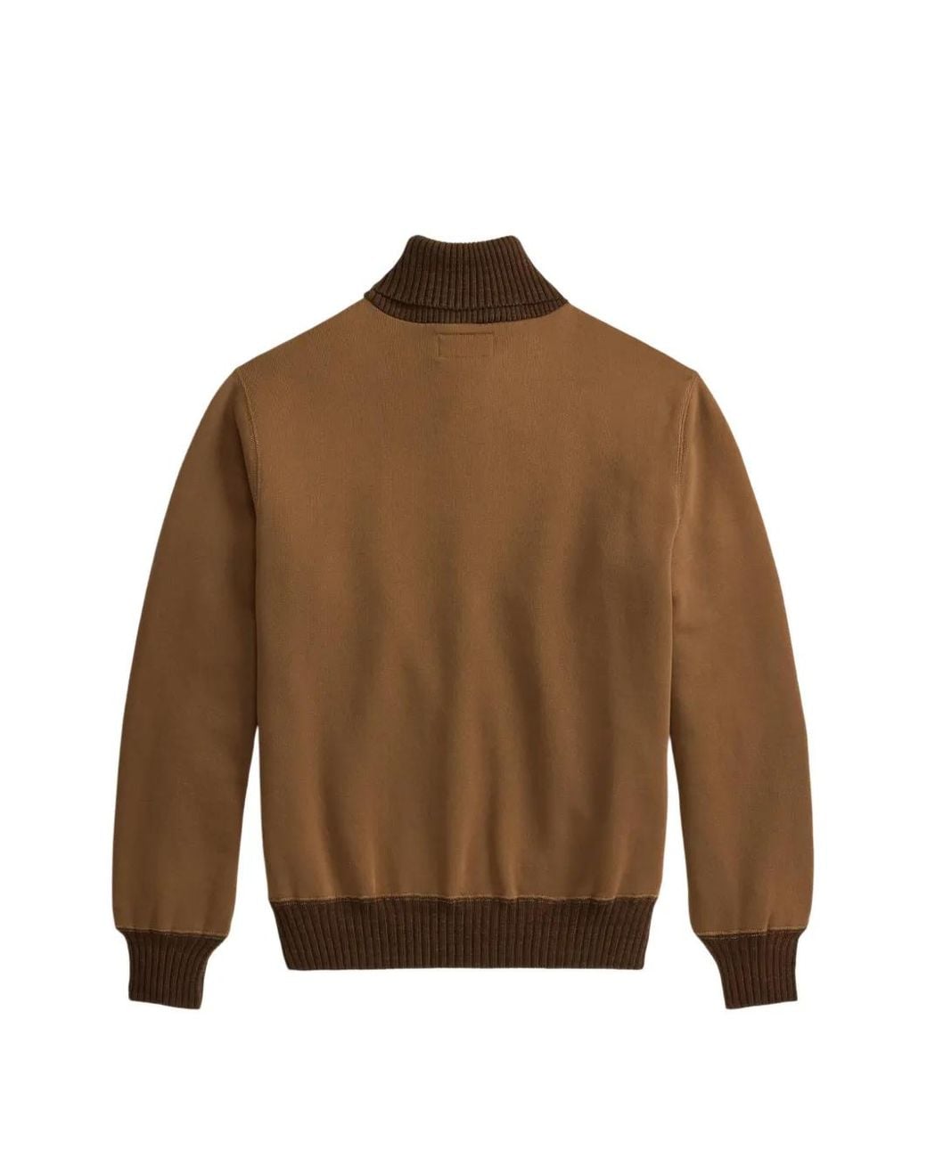 RRL Brown Button Ribbed-Collar Sweatshirt for men