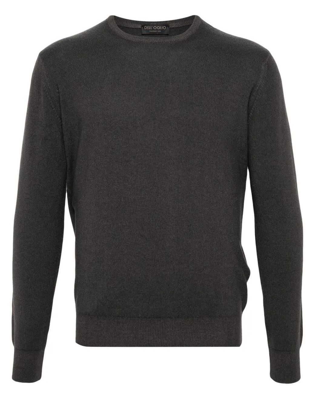 Dell'Oglio Gray Crew-Neck Merino-Wool Jumper for men