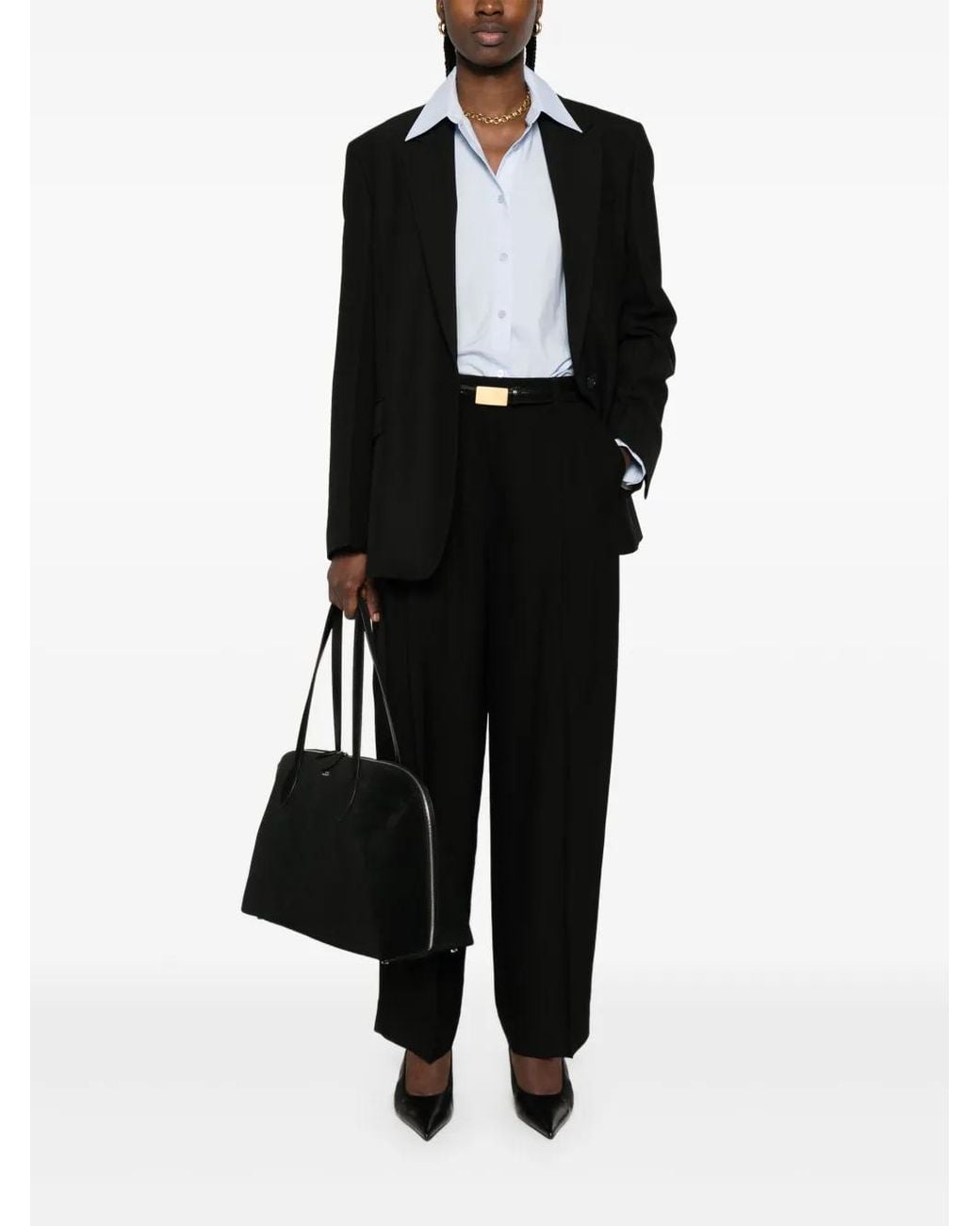 Totême Black Wool Blend Single-Breasted Blazer Jacket