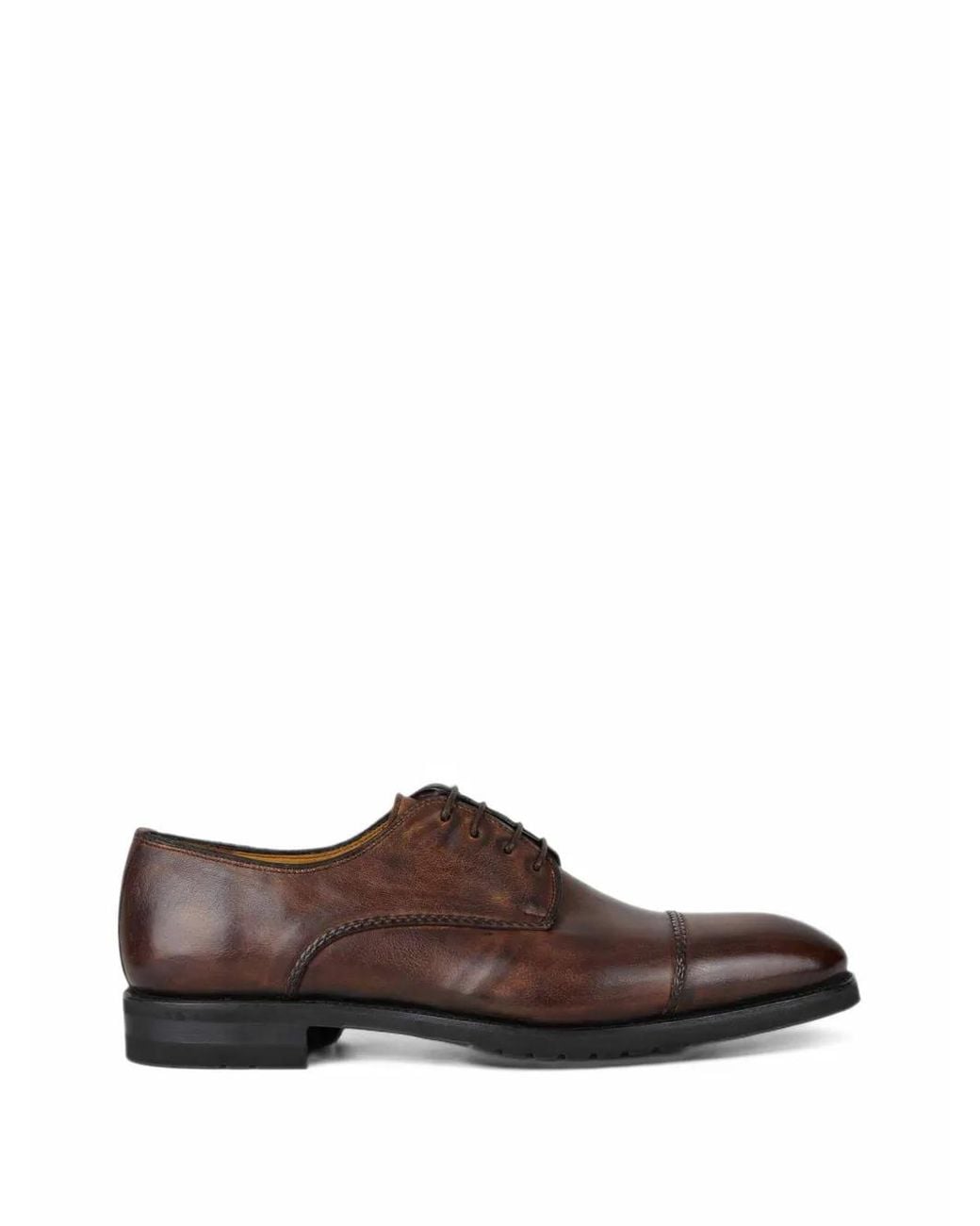 Bontoni Brown D'Amore Cap-Toe Derby Shoes for men