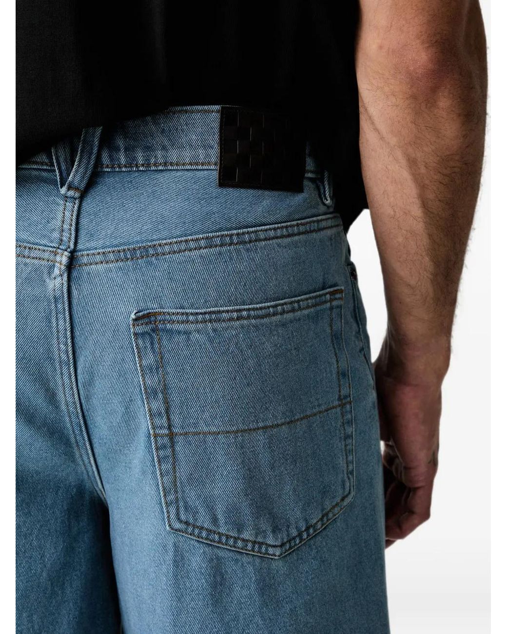 Vans Blue Logo-Patch Denim Shorts for men