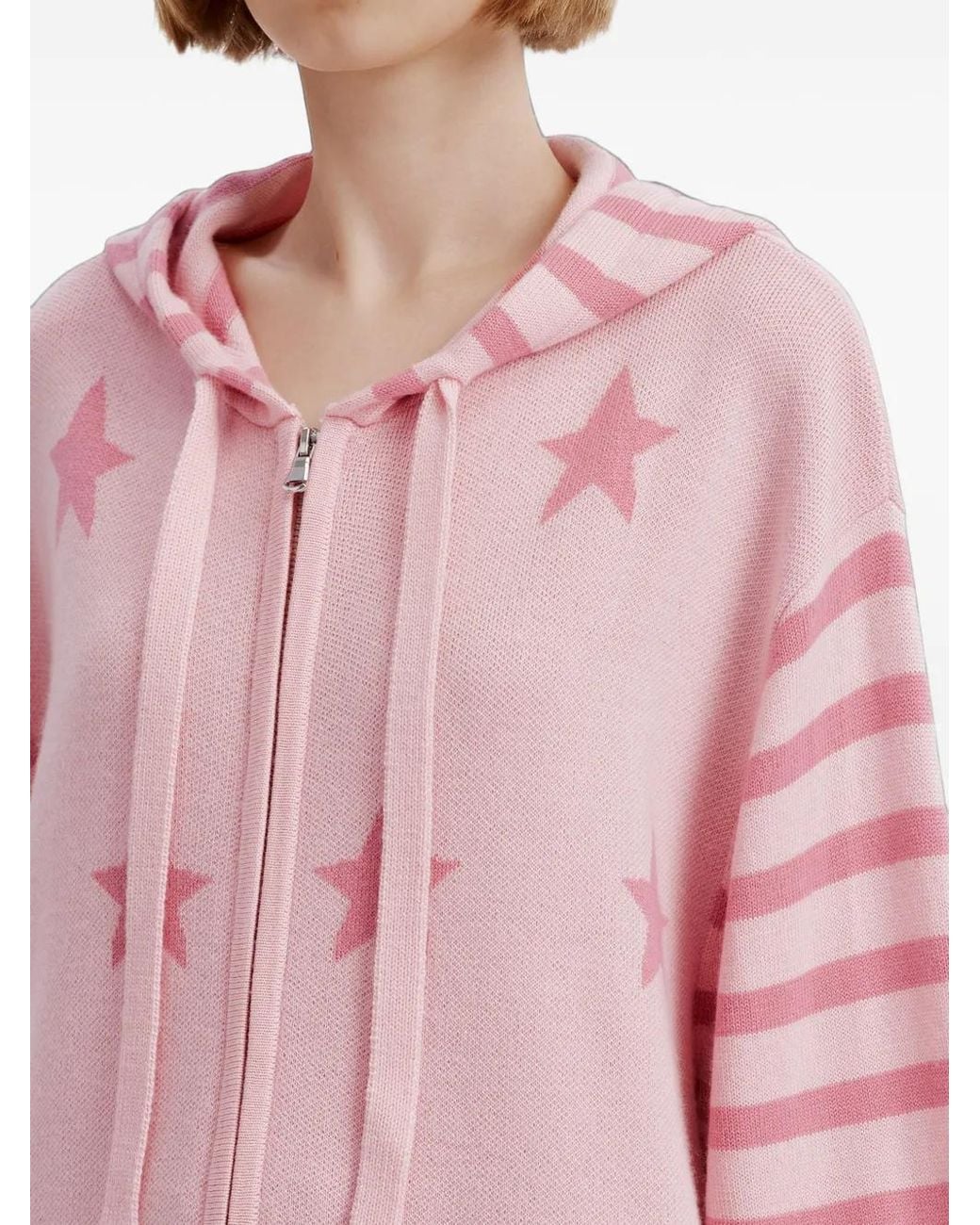 Mini Cream Pink Star-Intarsia Striped Cardigan