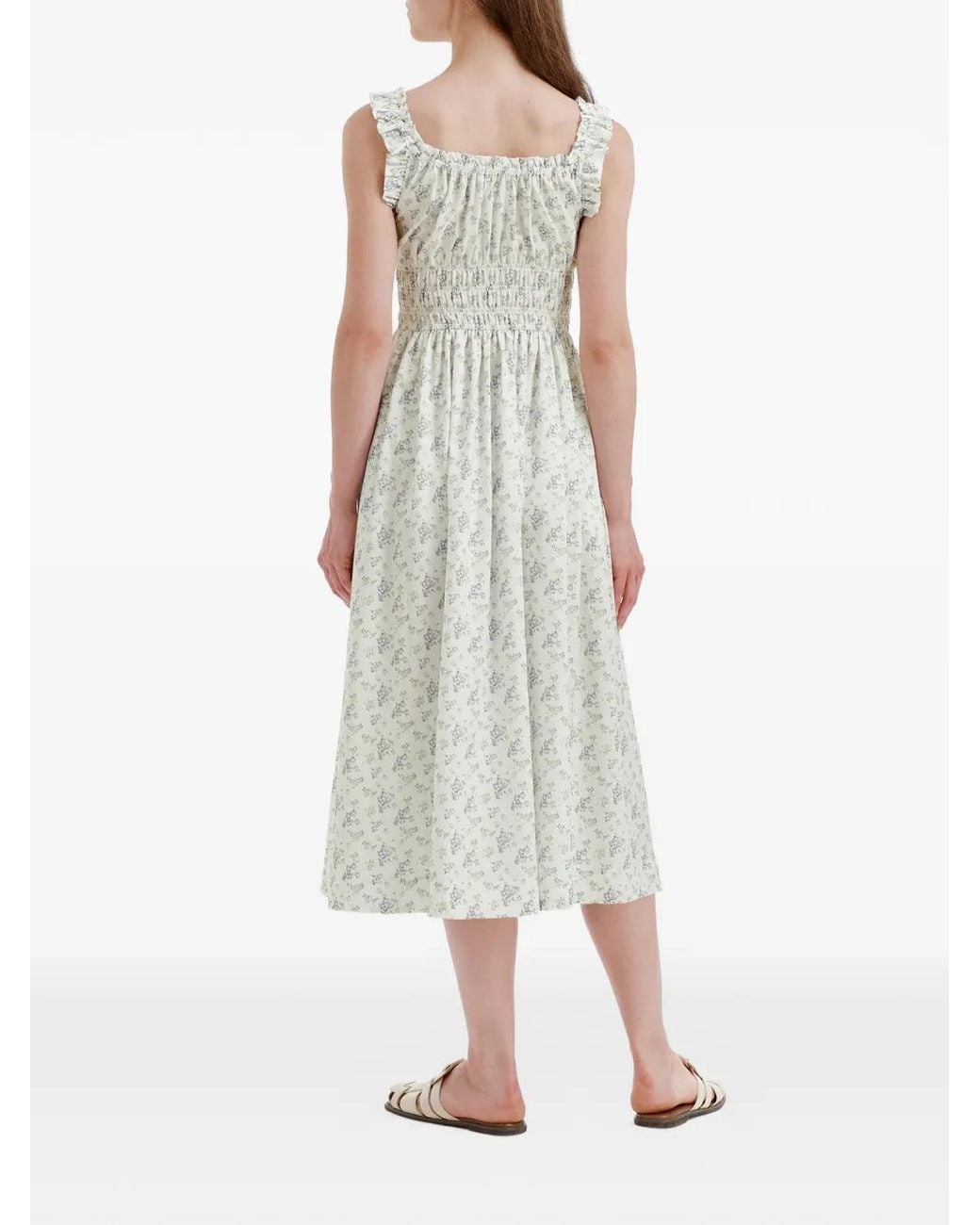 B+ AB White Floral-Print Ruffled Dress