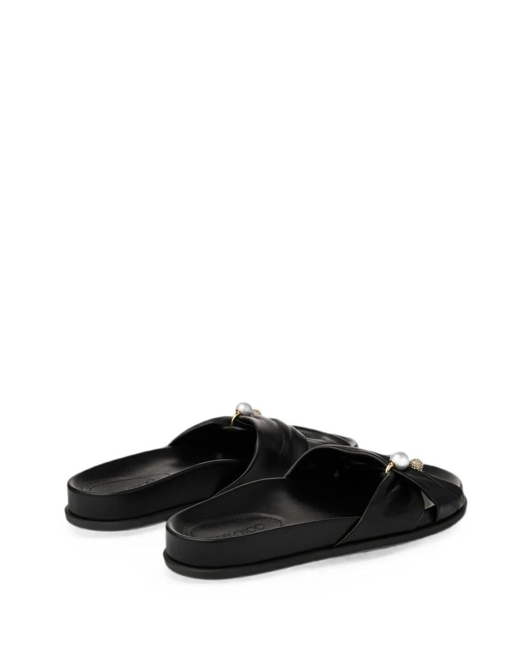 Jimmy Choo Black Rafi Soft Glove Leather Flat Sandals
