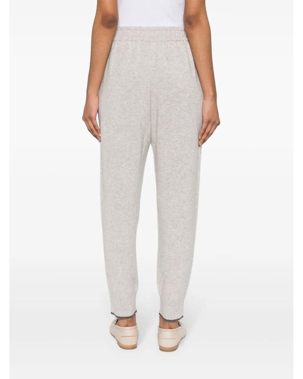 Brunello Cucinelli Gray Mid-Rise Cashmere Track Trousers