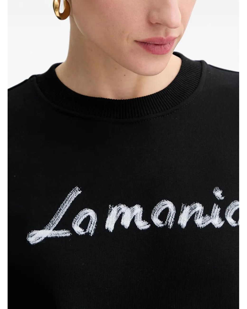 La Mania Black Fiora Logo-Print Sweatshirt