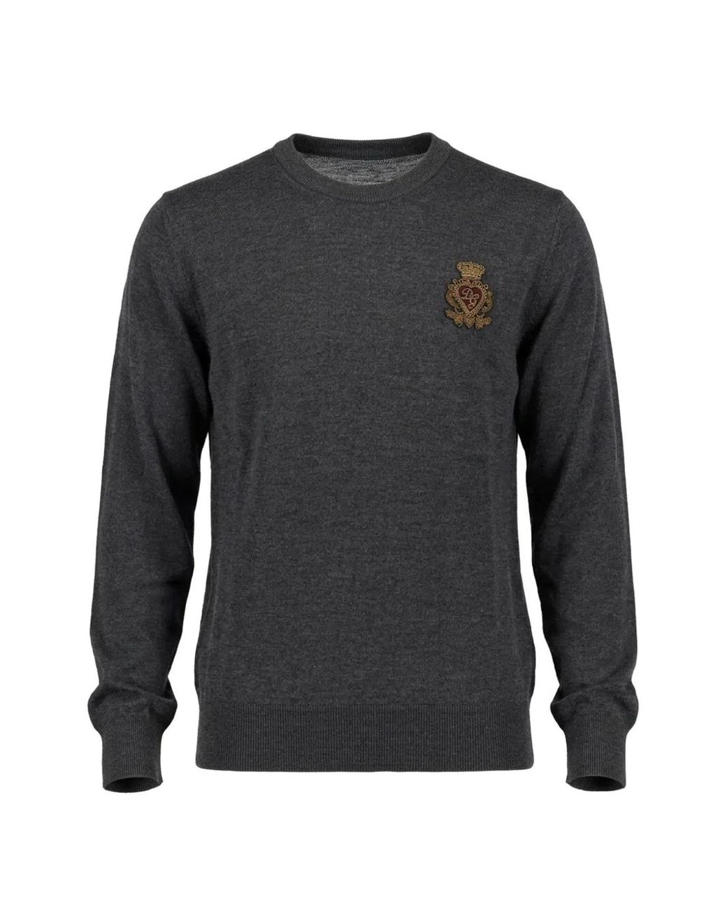 Dolce & Gabbana Black Embroidered-Logo Wool Sweater for men