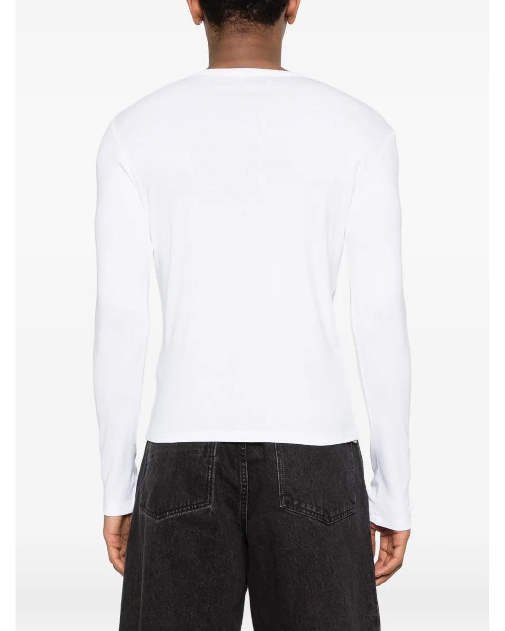 Rhude White Button-Up Long-Sleeve T-Shirt for men