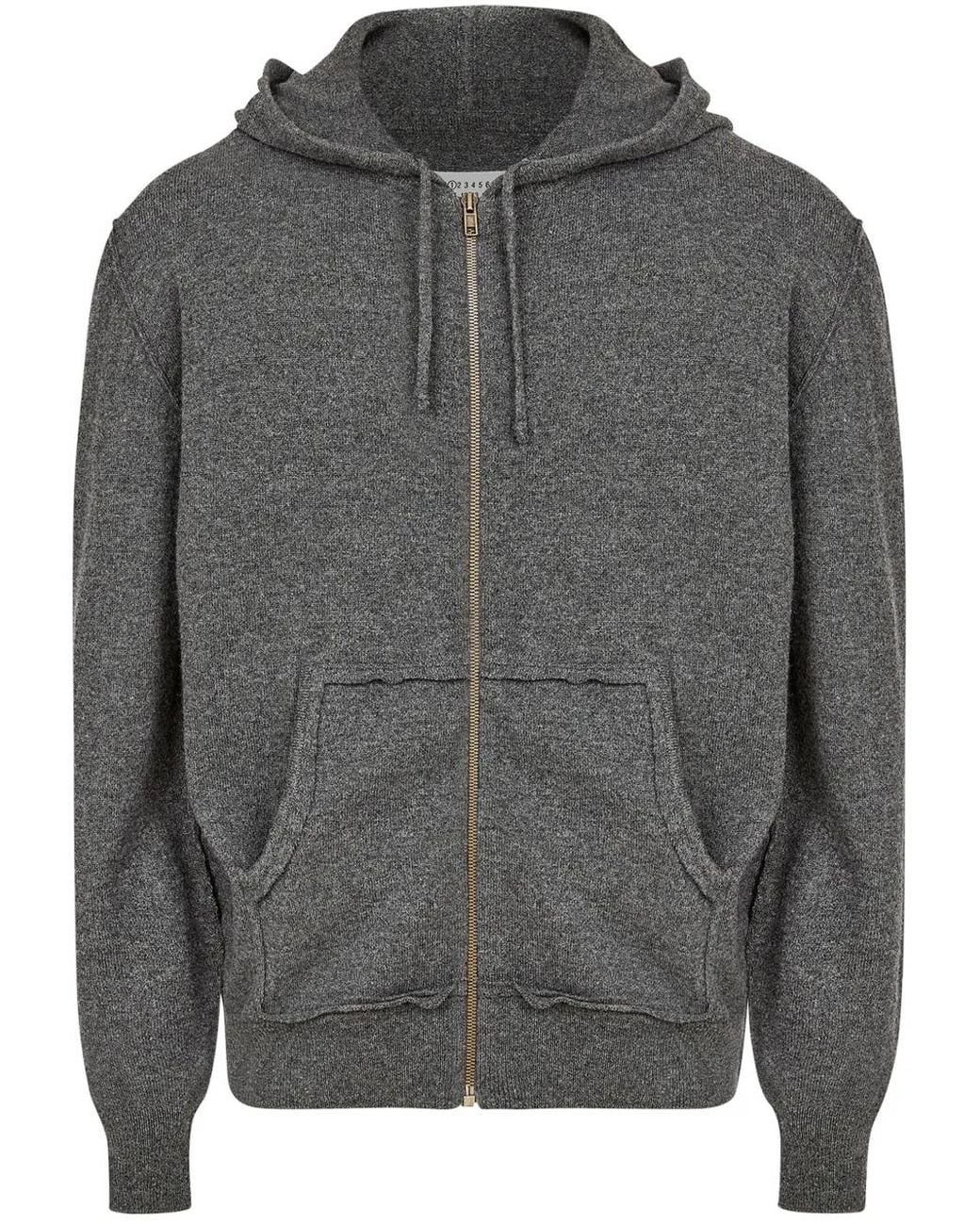 Maison Margiela Gray Brushed Zipped Hoodie for men
