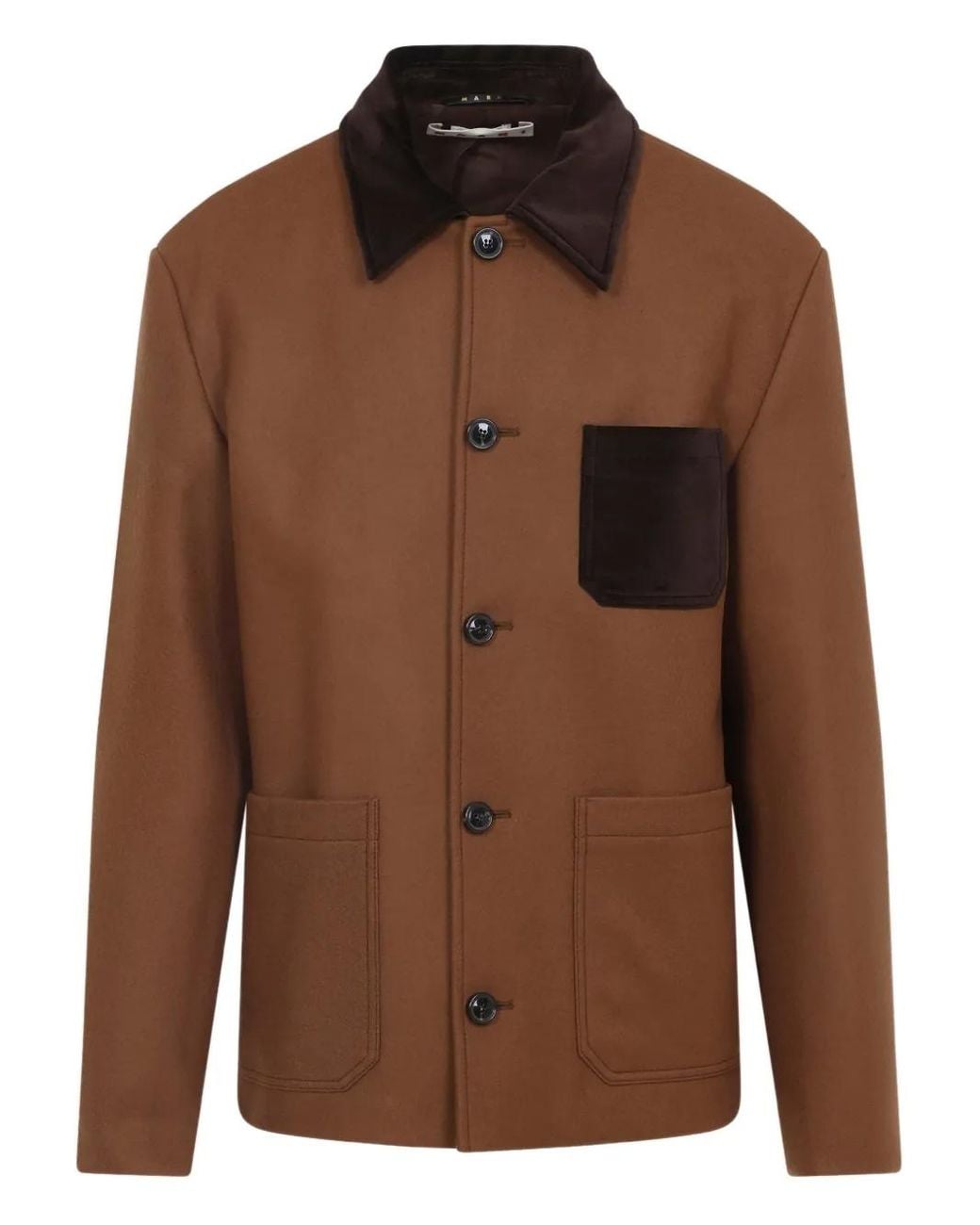 Marni Brown Textured-Collar Pocket Jacket for men