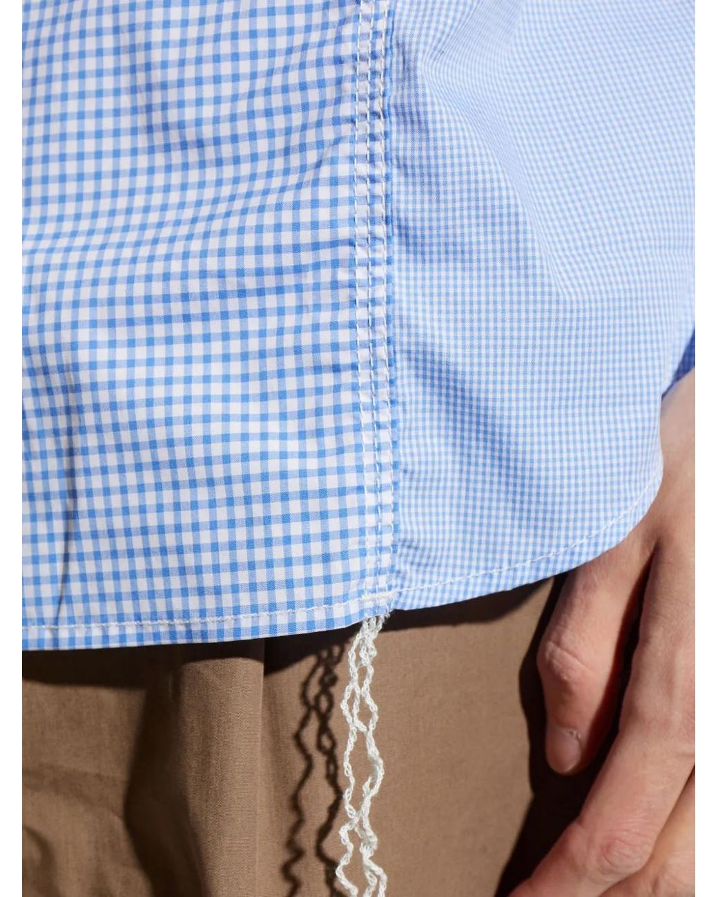 Comme des Garçons Blue Checked Panelled Shirt for men