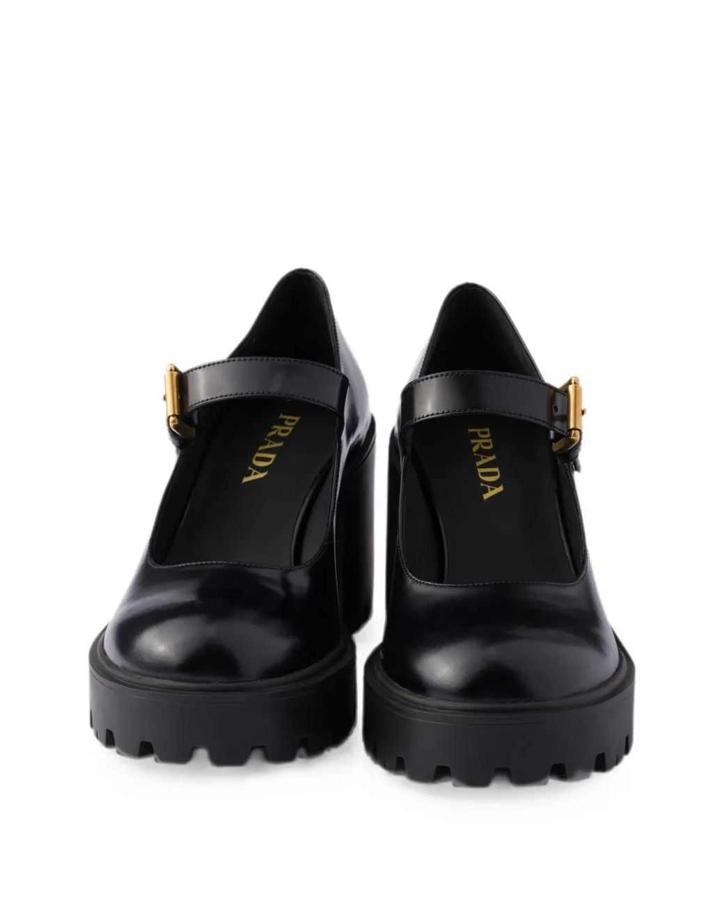 Prada Black Brushed Leather Pumps