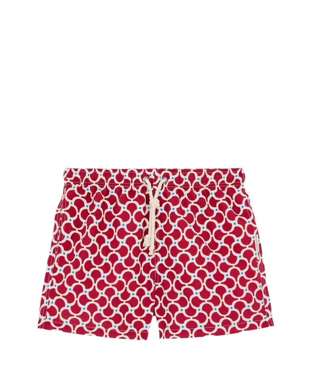 GASSA D'AMANTE Red Nora Geometric-Print Swim Shorts for men