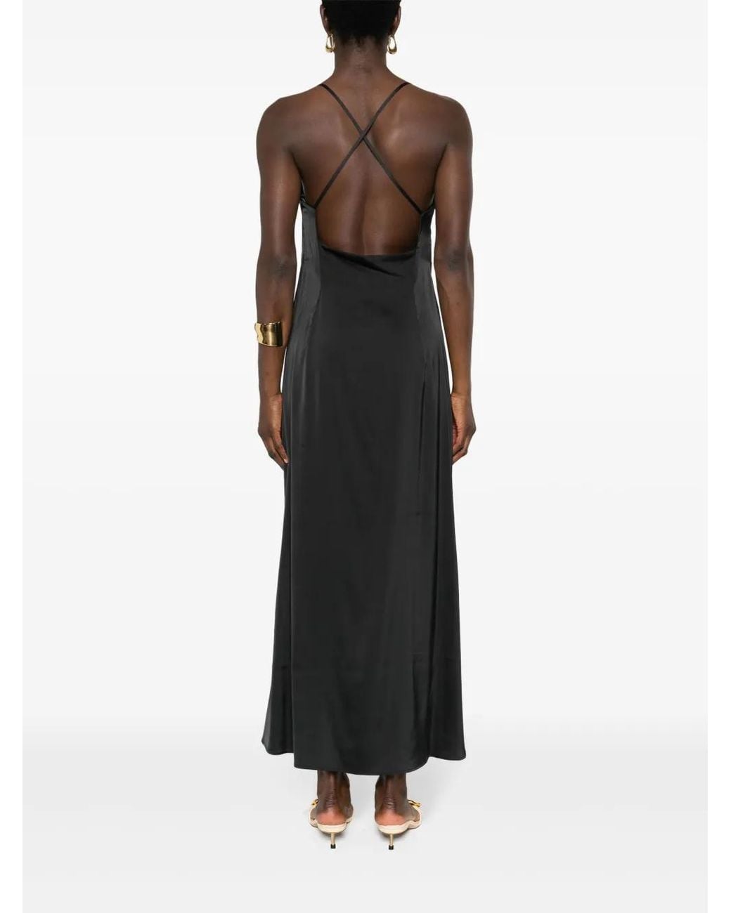 IVY & OAK Black Textured V-Neck Maxi Dress