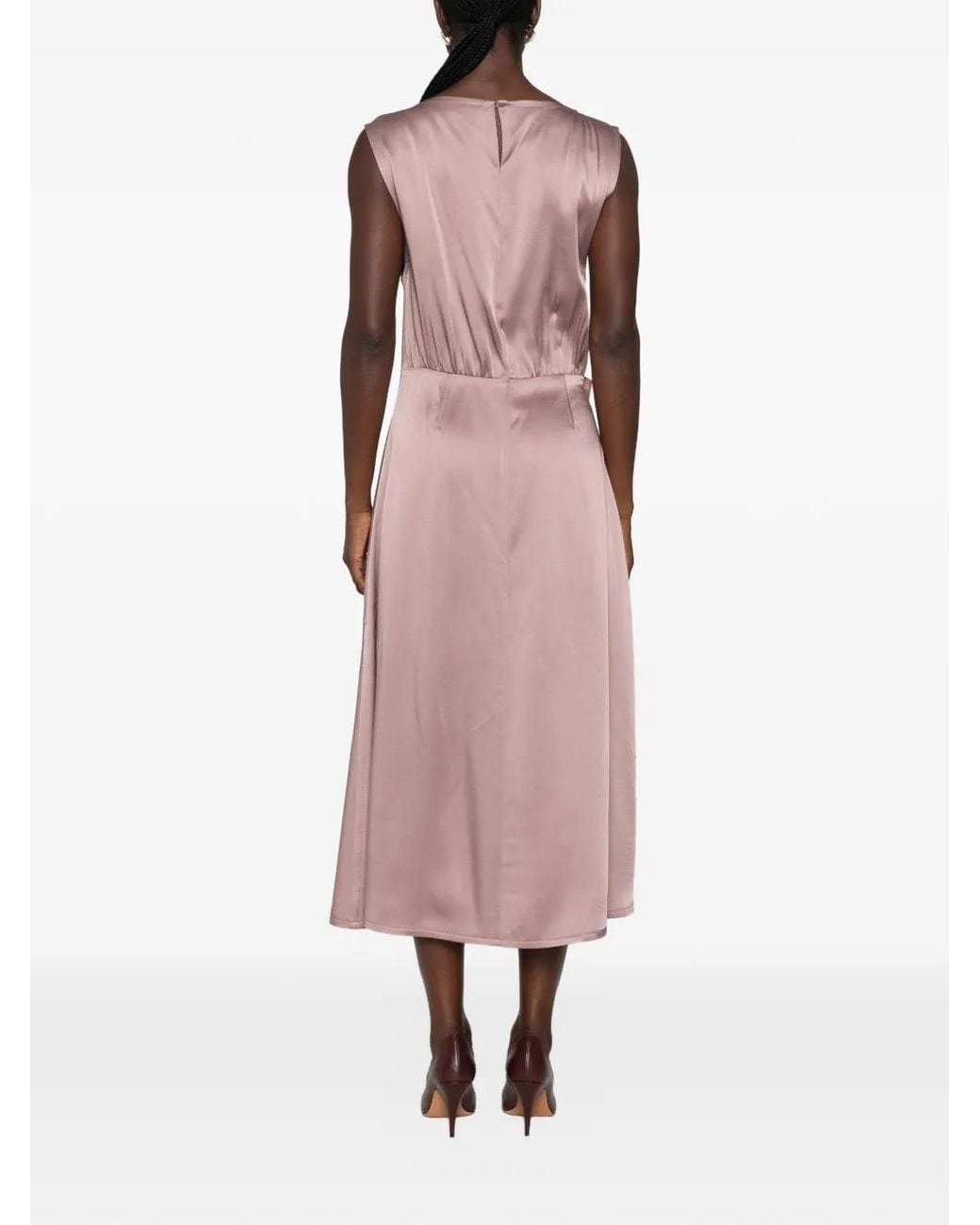 Lanvin Pink Sleeveless Wrap-Effect Midi Dress