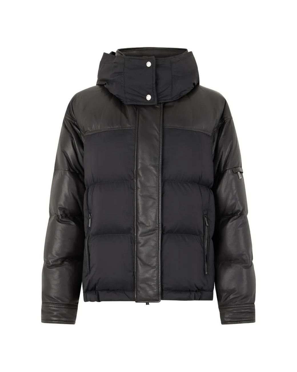 Moorer Black Padded-Design High-Neck Puffer Jacket