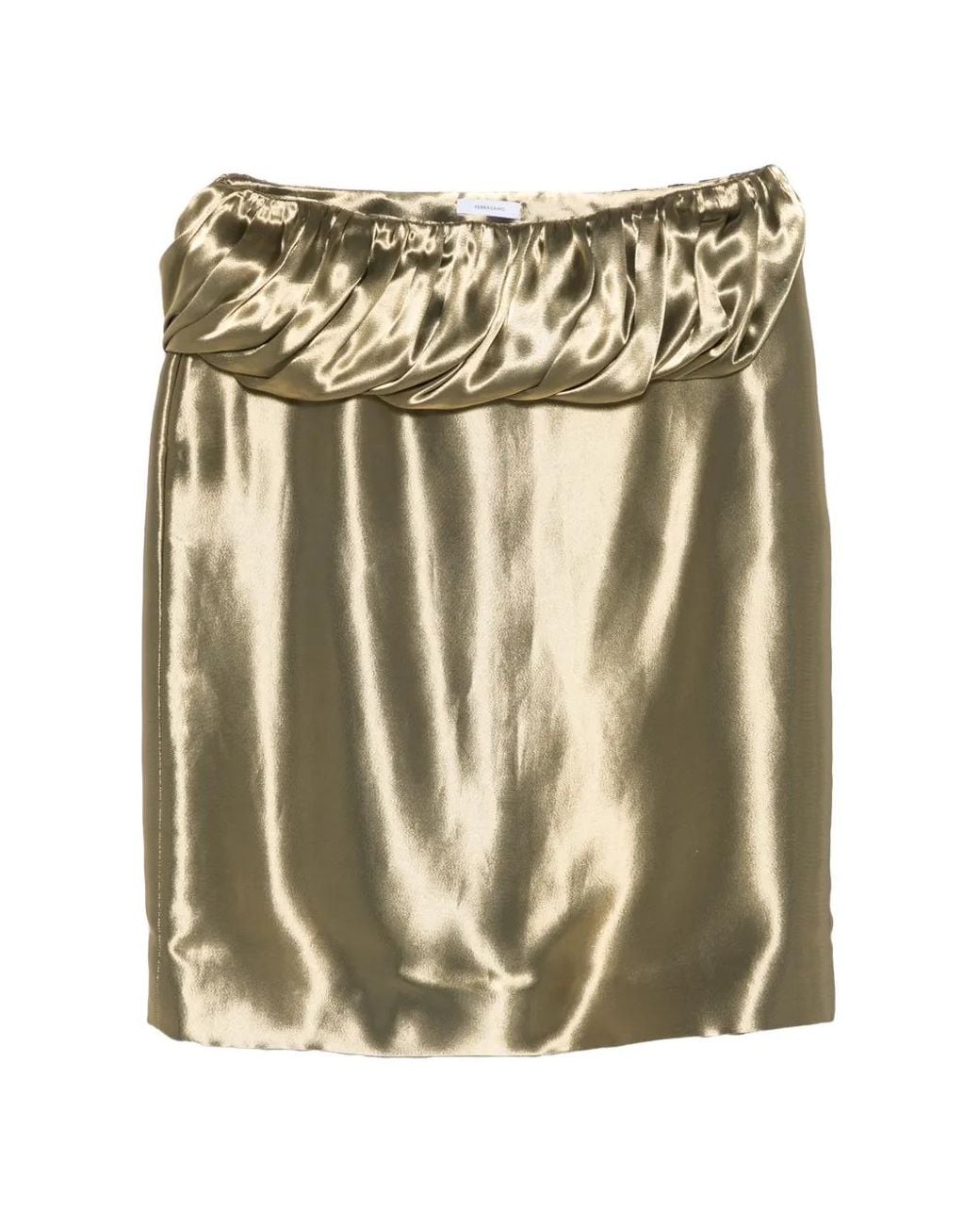 Ferragamo Metallic Draped Satin-Finish Mini Skirt