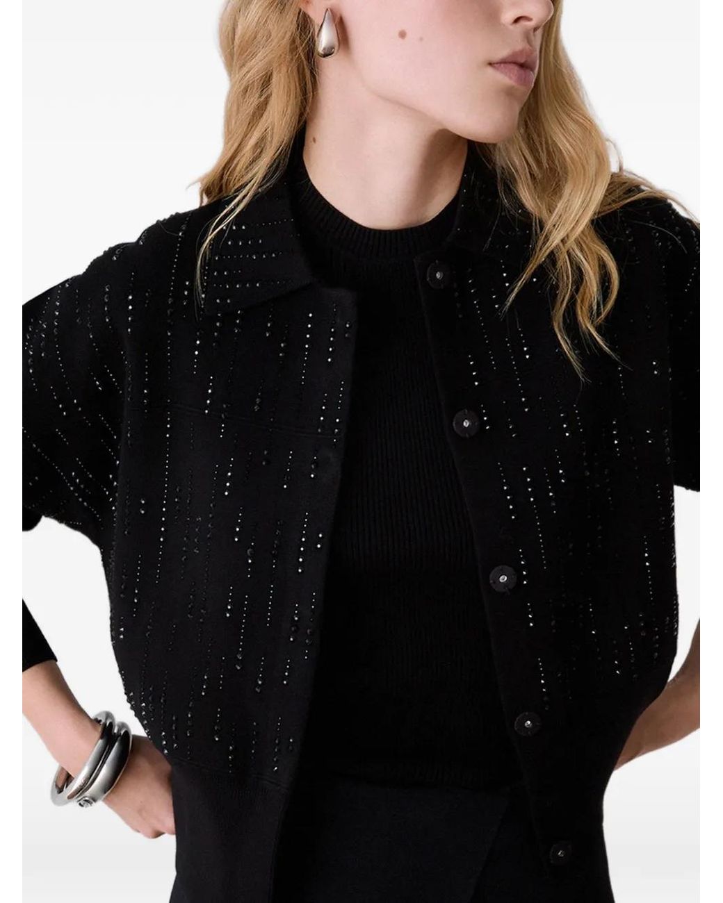 Liu Jo Black Veste En Maille À Ornements