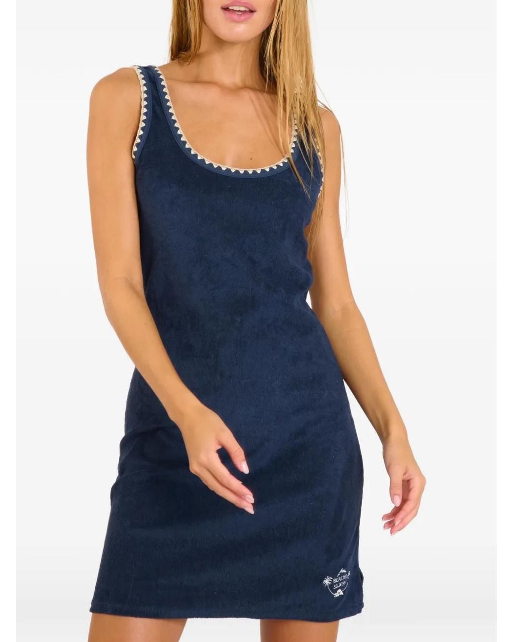 Banana Moon Blue Robe Mi-Longue En Éponge À Broderies