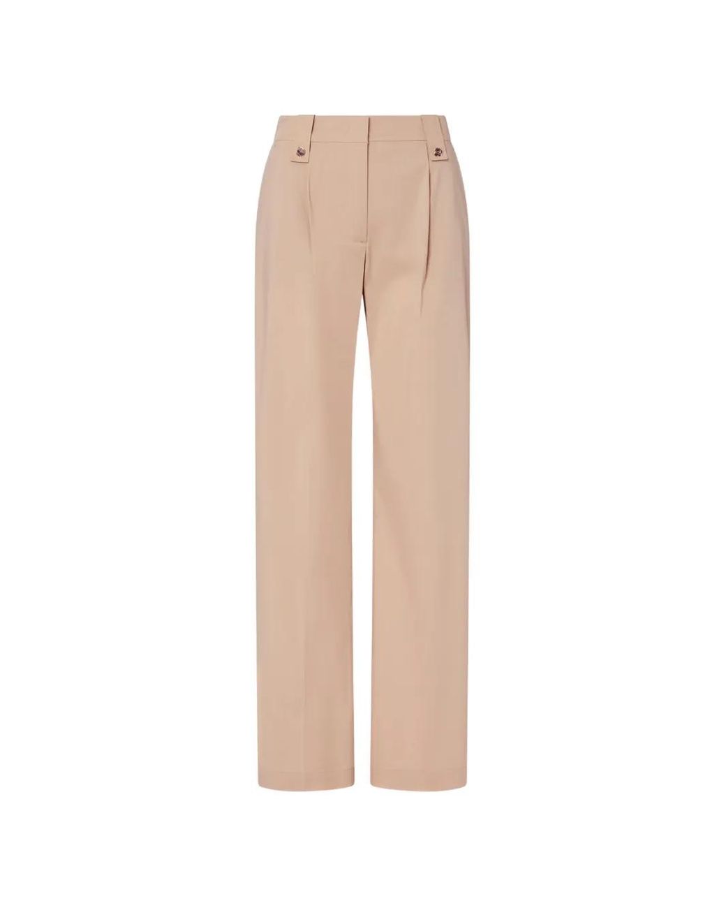 Liu Jo White Pantalon Plissé À Boutons Décoratifs