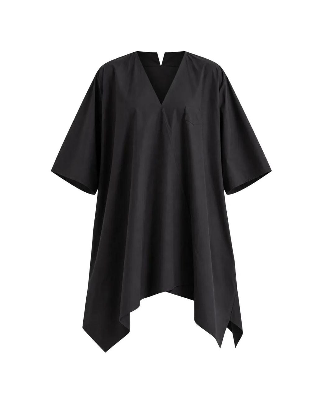 MEIMEIJ Black V-Neck Handkerchief-Hem Top