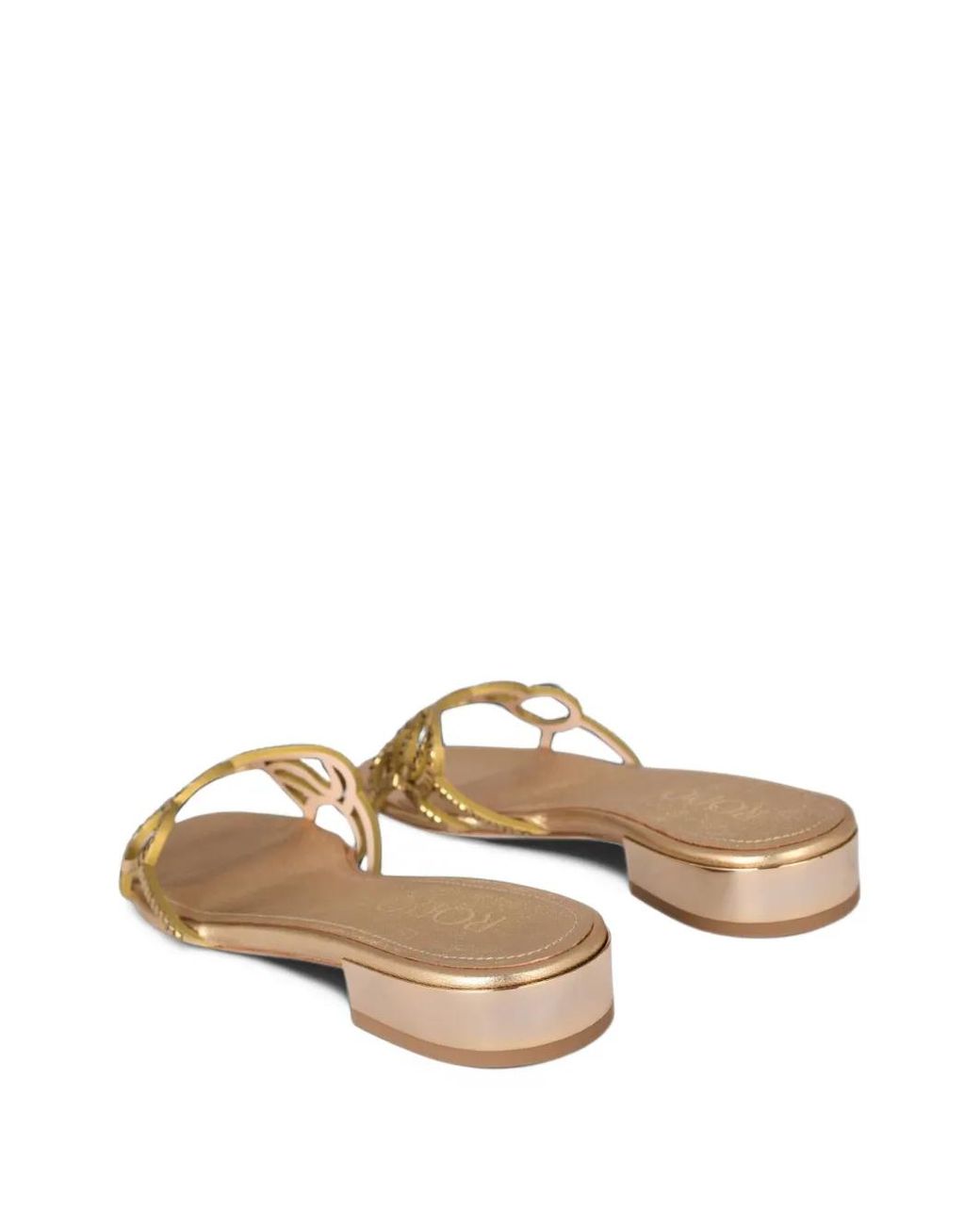 Rodo Natural Crystal-Embellished Cutout Flat Sandals