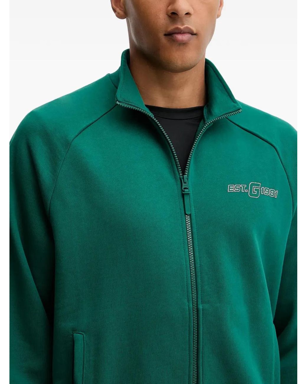 Guess Green Zip-Up Mock-Neck Sweater for men