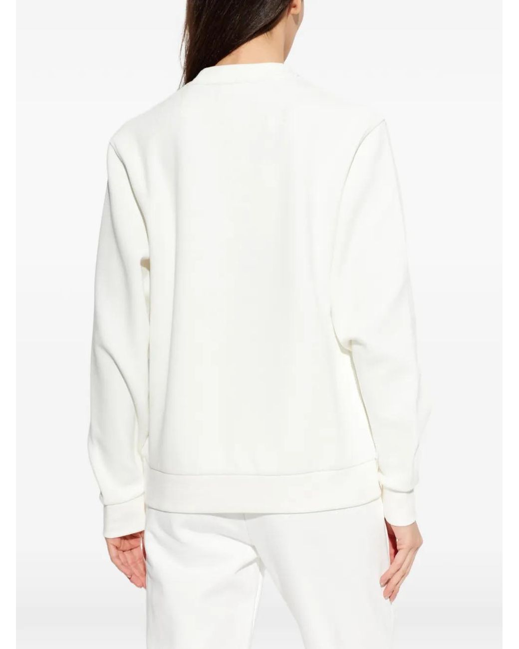 Lacoste White Relaxed Fit Piqué Crew Neck Sweatshirt