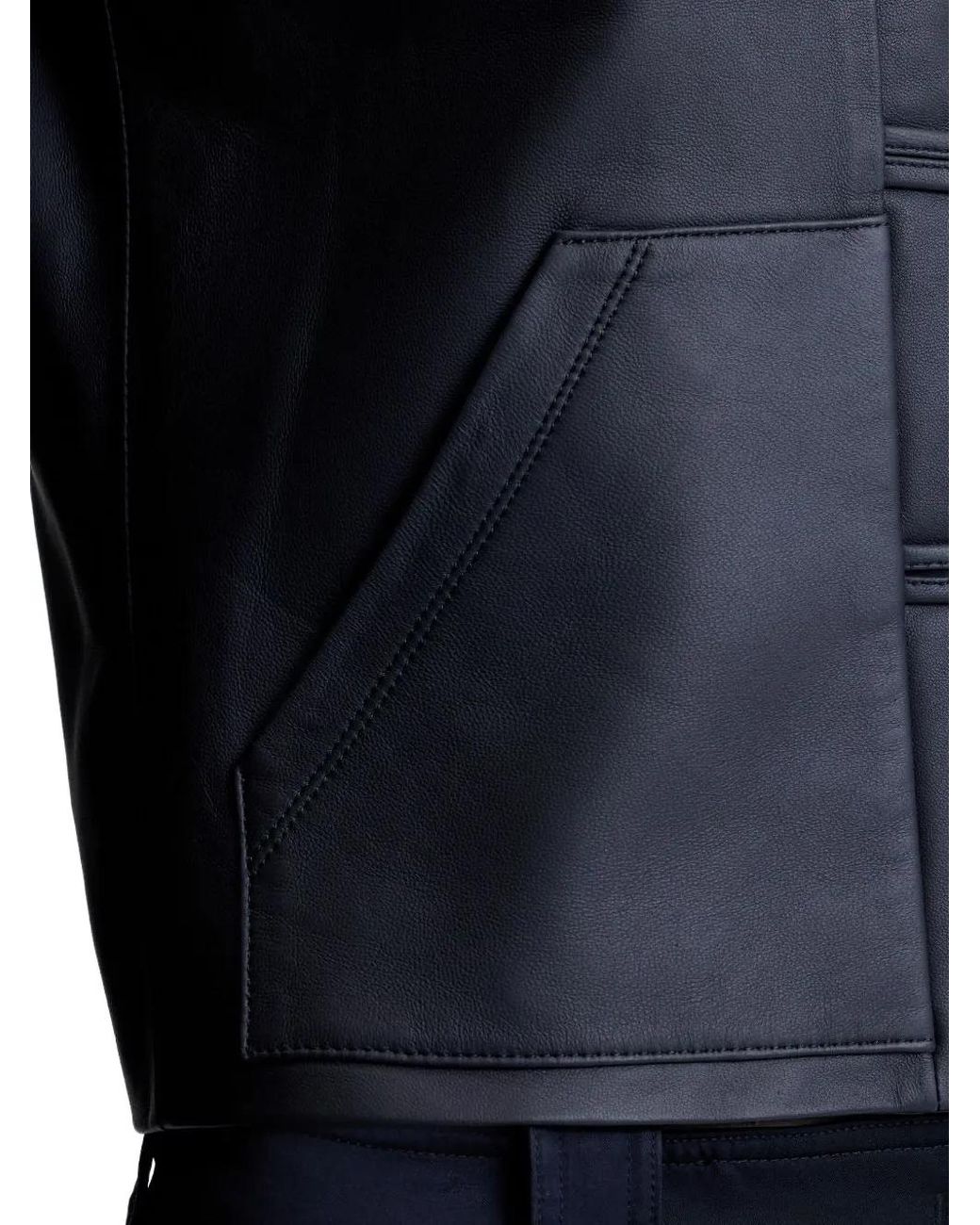 Shanghai Tang Black Buttoned Leather Jacket